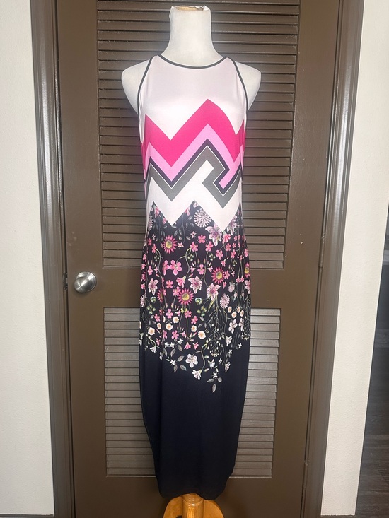 Ted Baker Dresses & Skirts - TED BAKER | Sleeveless Chevron & Floral Maxi Dress in Pink, Black, White